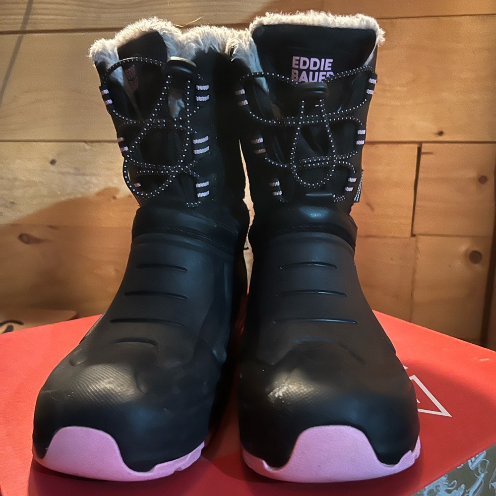 Eddie Bauer Black and Pink Winter Boots